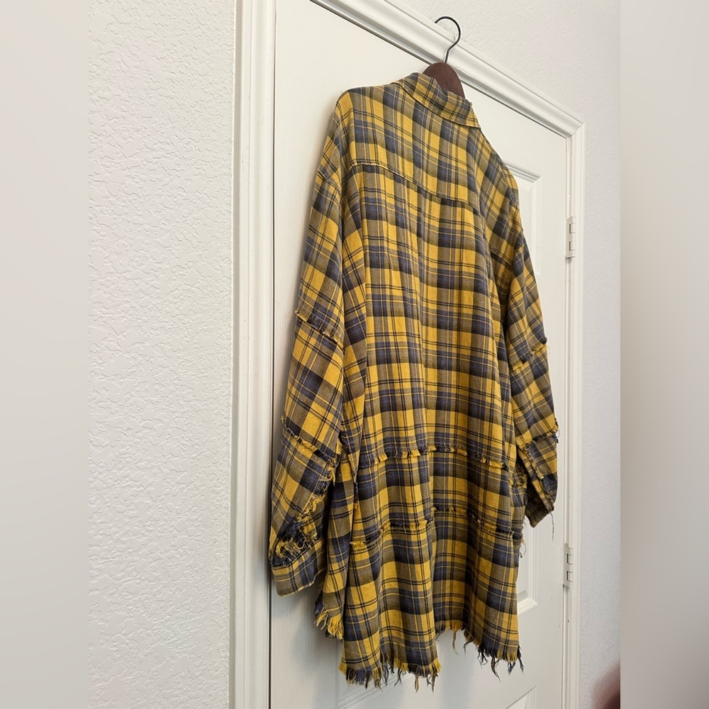 Easel Bad Little Country Girl Tina Plaid Shacket Shirt Dress M Yellowstone/Boho - Picture 13 of 13